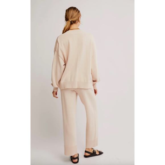 NEW Free People Solar Sweater Set Size Large Tan Sand Dollar Wide Leg Cardigan - Picture 5 of 14